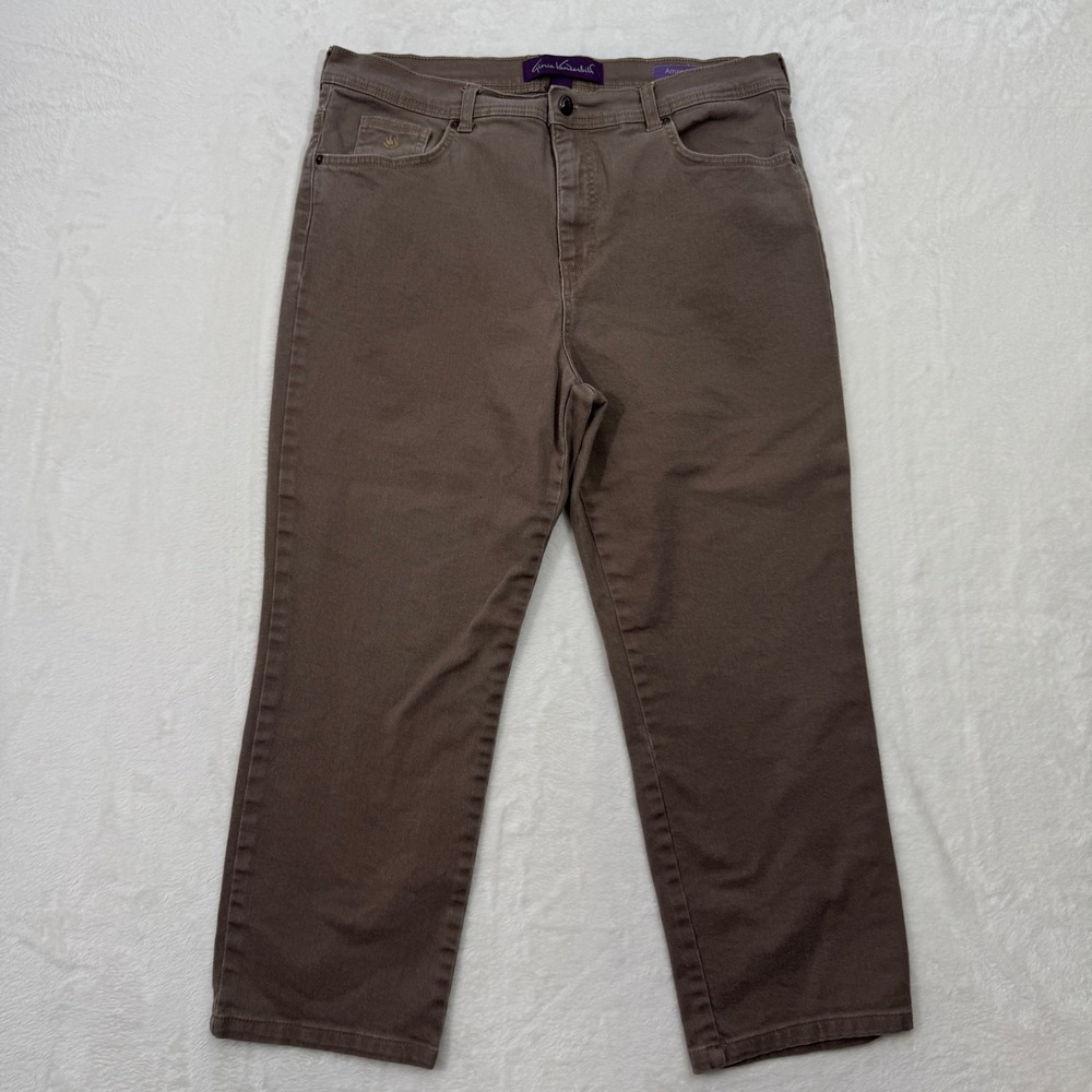 Gloria Vanderbilt Pants Womens 16P Taupe Brown Amanda Tapered‎ High Rise Stretch